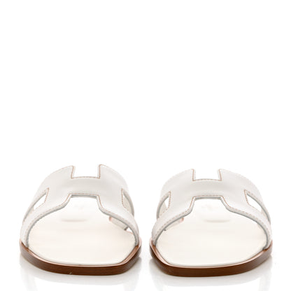 Hermes Box Calfskin Oran Sandals 36.5 White 2 of 10