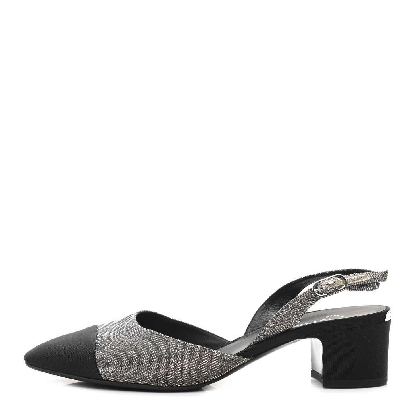 Glitter Grosgrain Cap Toe CC Slingback Pumps 39 Gold Black