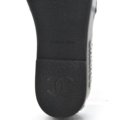 Chanel Lambskin Quilted CC Espadrille Slip On Sandals 35 Black 7 of 14