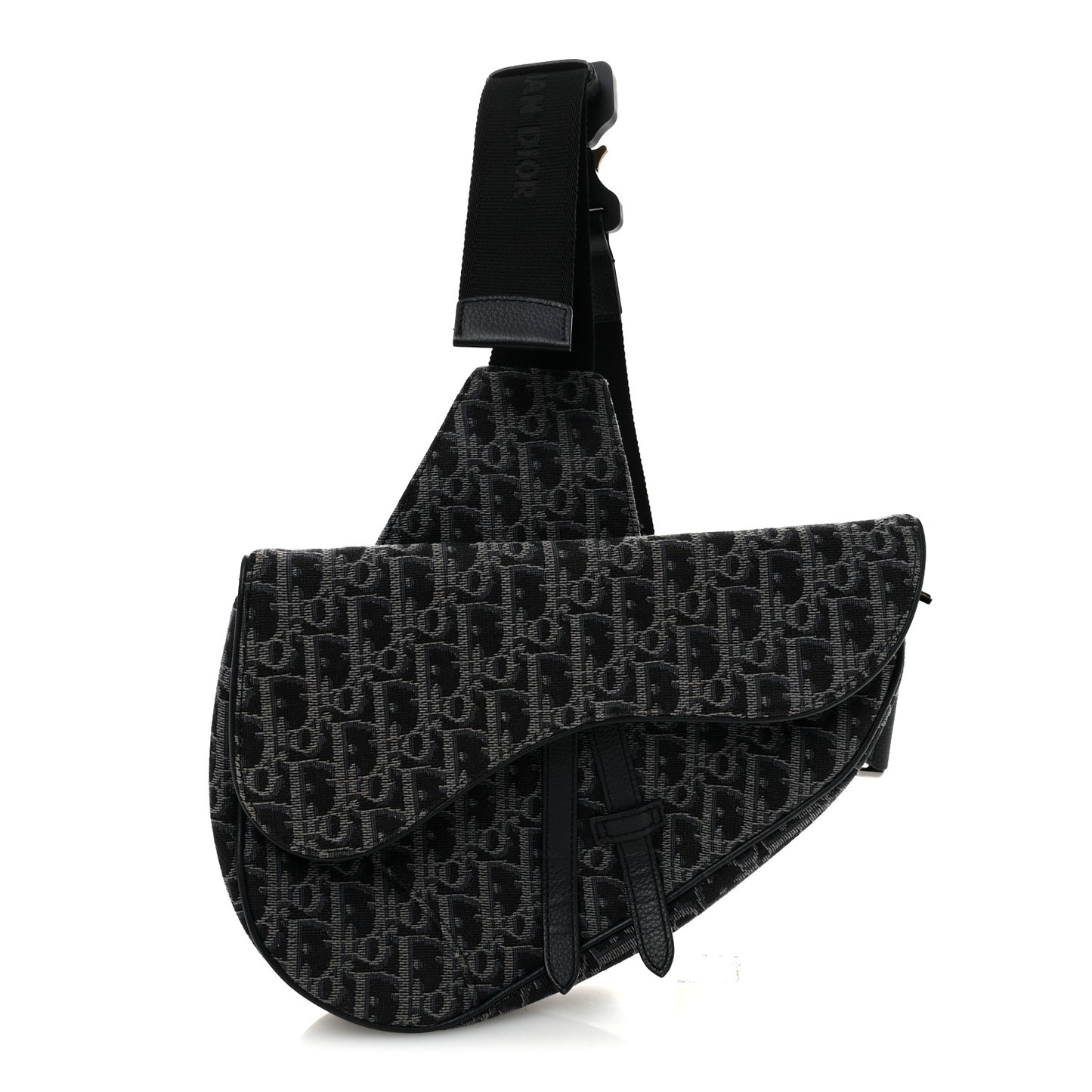 Oblique Mens Saddle Bag Black Blue