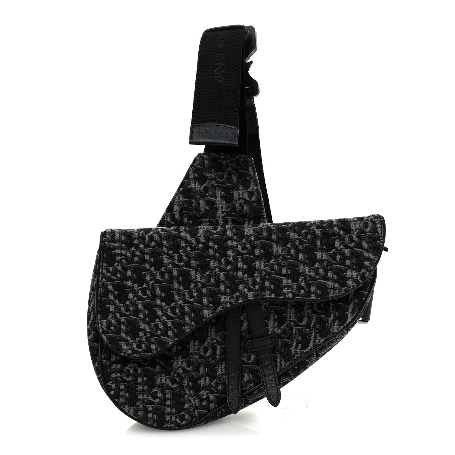 Christian Dior Oblique Mens Saddle Bag Black Blue 1 of 10