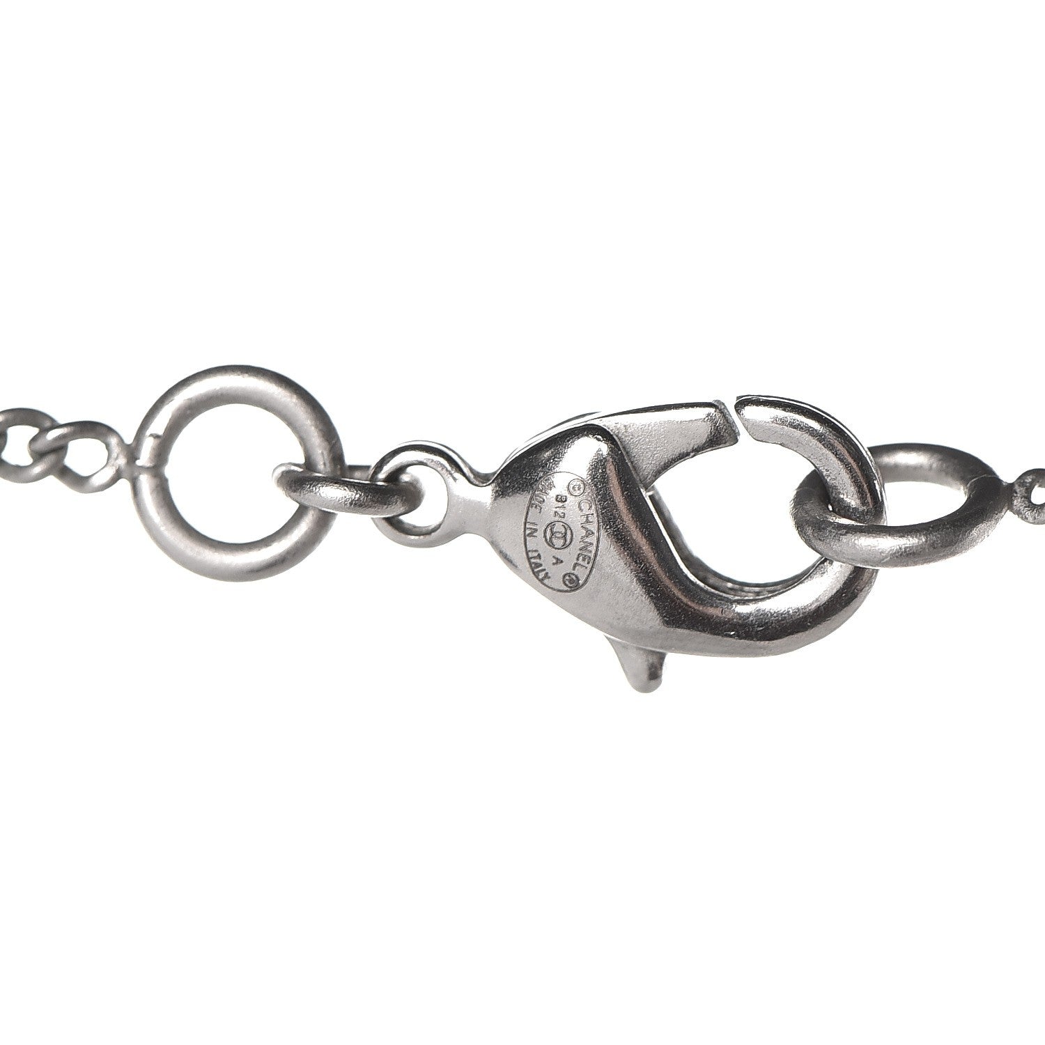 Chanel Enamel CC Necklace Black Silver 5 of 5