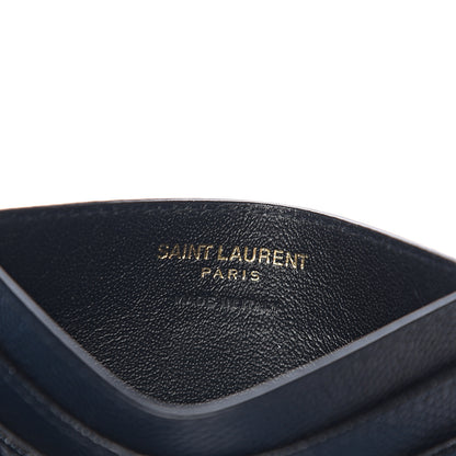 Saint Laurent Grain De Poudre Matelasse Chevron Monogram Credit Card Case Black 5 of 7