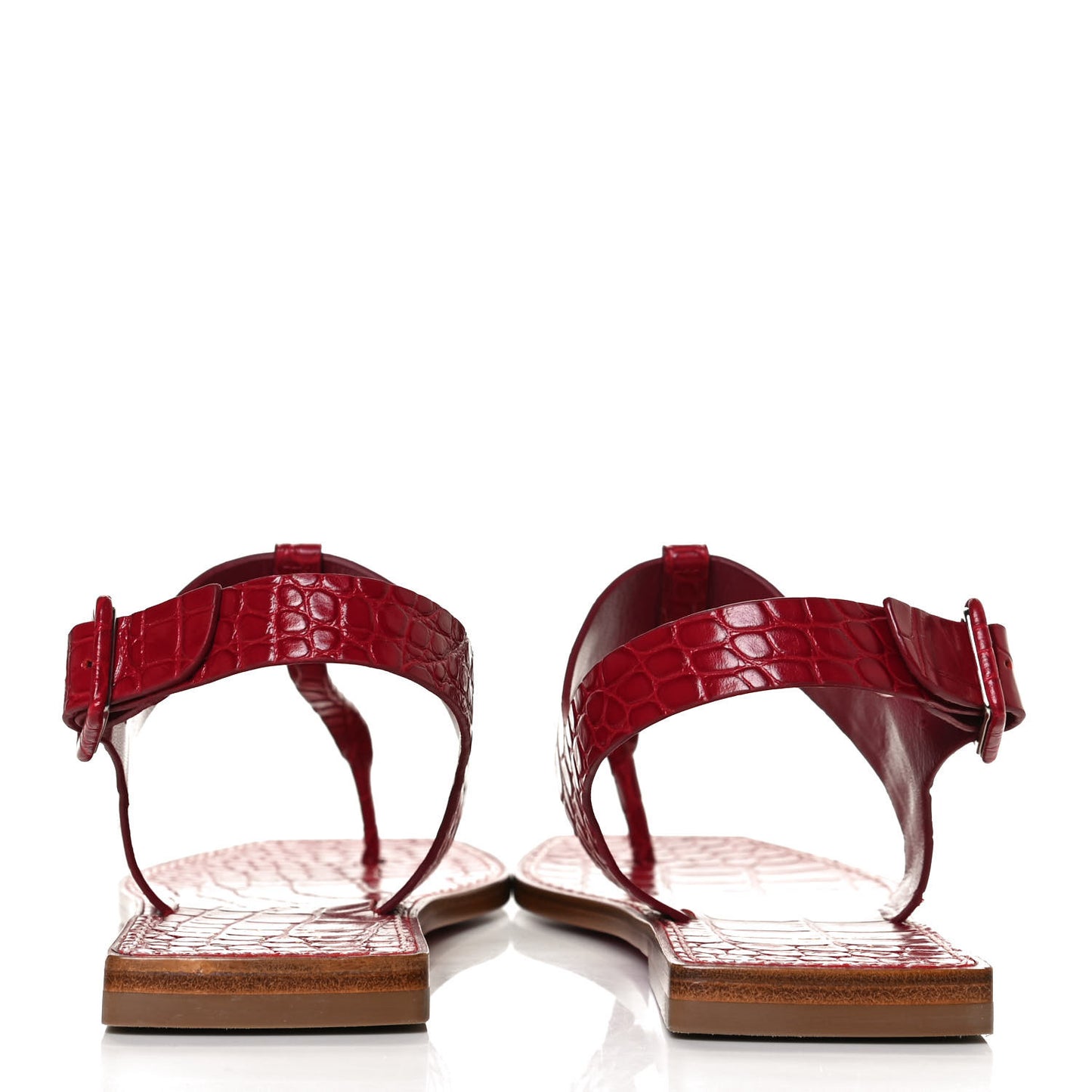 Calfskin Alligator Embossed Cubongo Flat Sandals 39.5 Persan