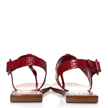 Christian Louboutin Calfskin Alligator Embossed Cubongo Flat Sandals 39.5 Persan 6 of 11