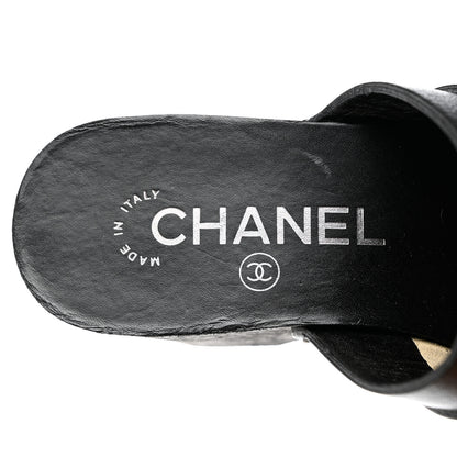 Chanel Calfskin CC Lucky Charms Studded Clogs 35 Black 7 of 8