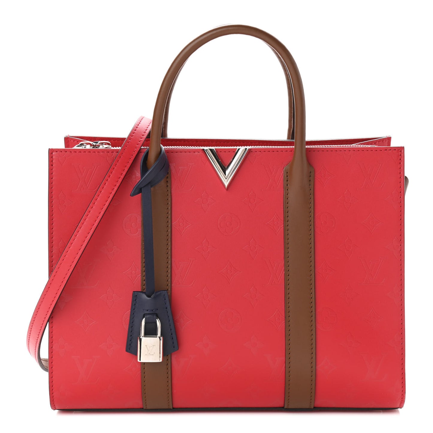 Monogram Cuir Plume Very Tote MM Rubis Noisette