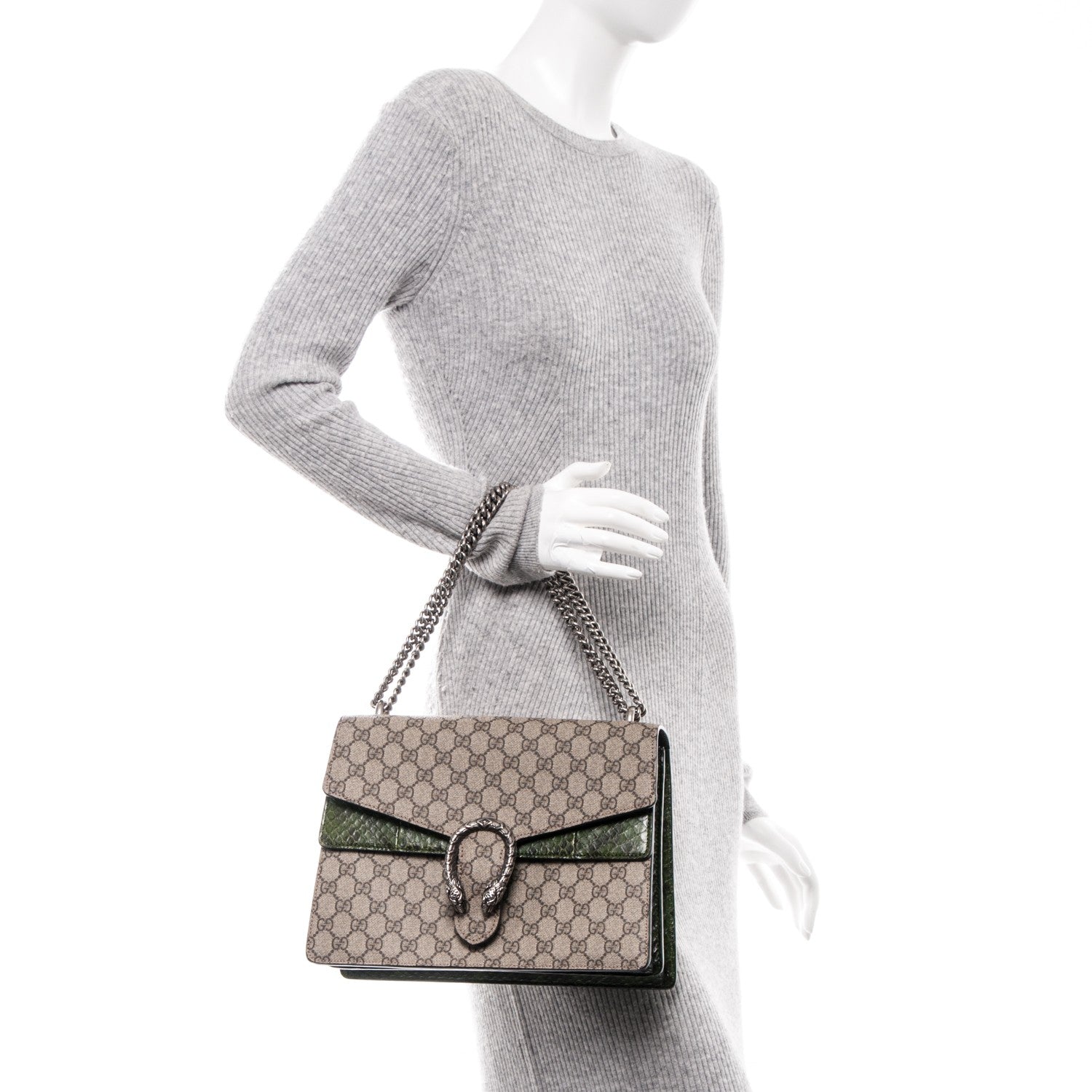 Gucci GG Supreme Monogram Python Medium Dionysus Shoulder Bag Green 13 of 13