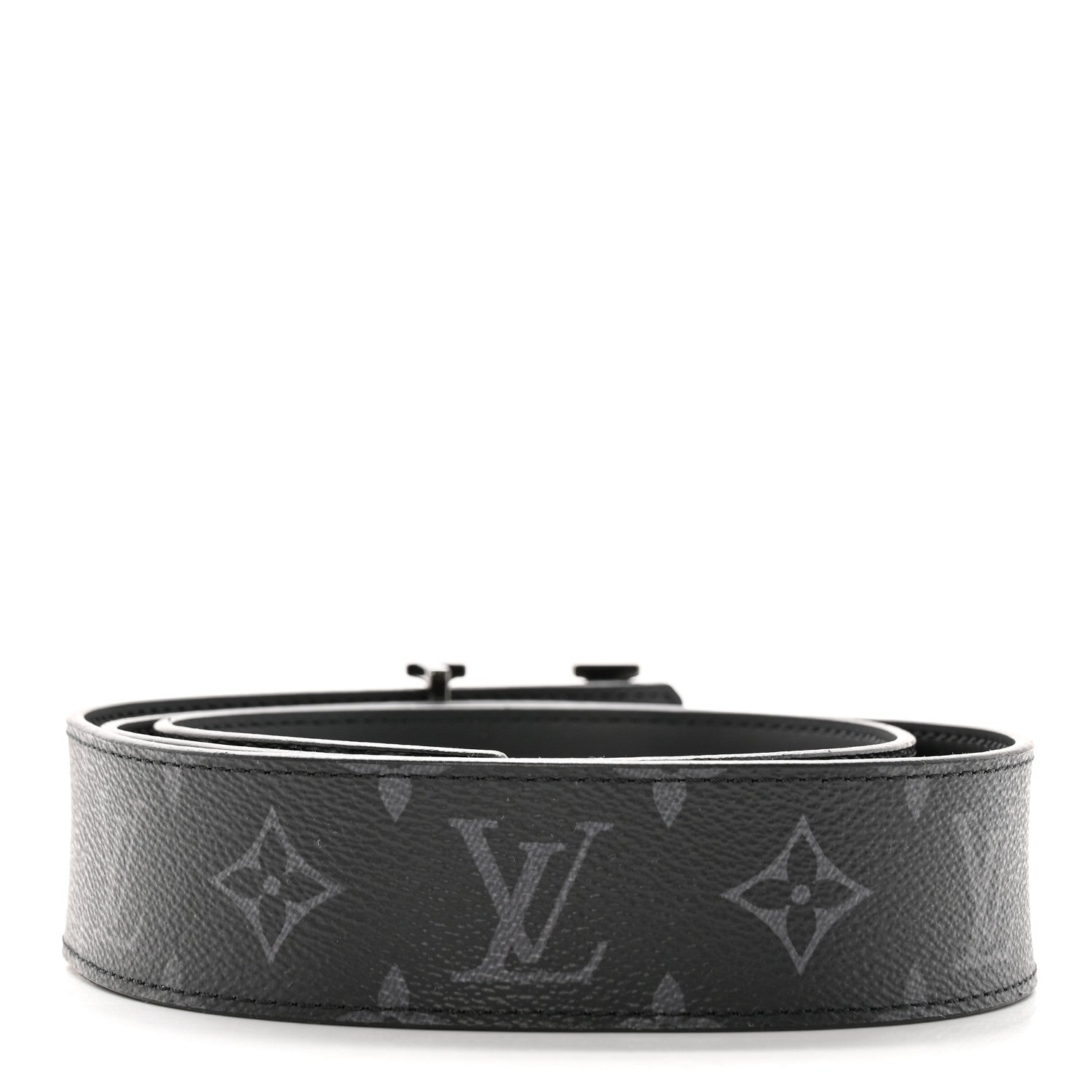 Louis Vuitton Monogram Eclipse Taigarama 40mm LV Initiales Reversible Belt 95 38 Black 2 of 7