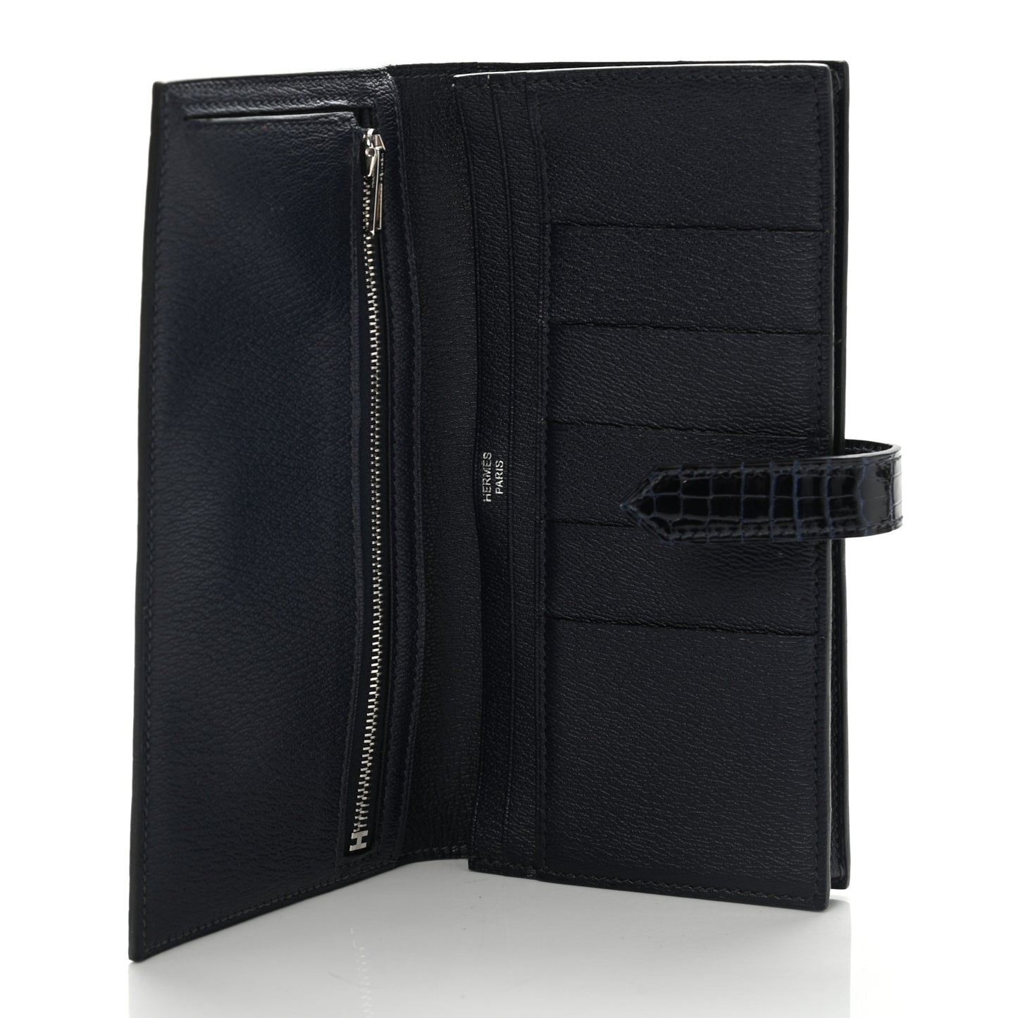 Shiny Alligator Bearn Wallet Bleu Marine