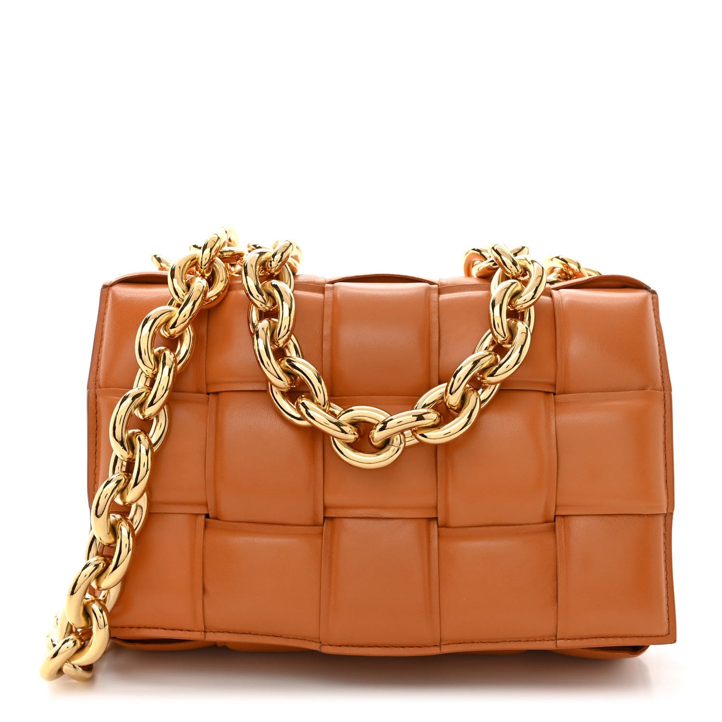 Lambskin Maxi Intreccio Padded Chain Cassette Crossbody Bag Clay