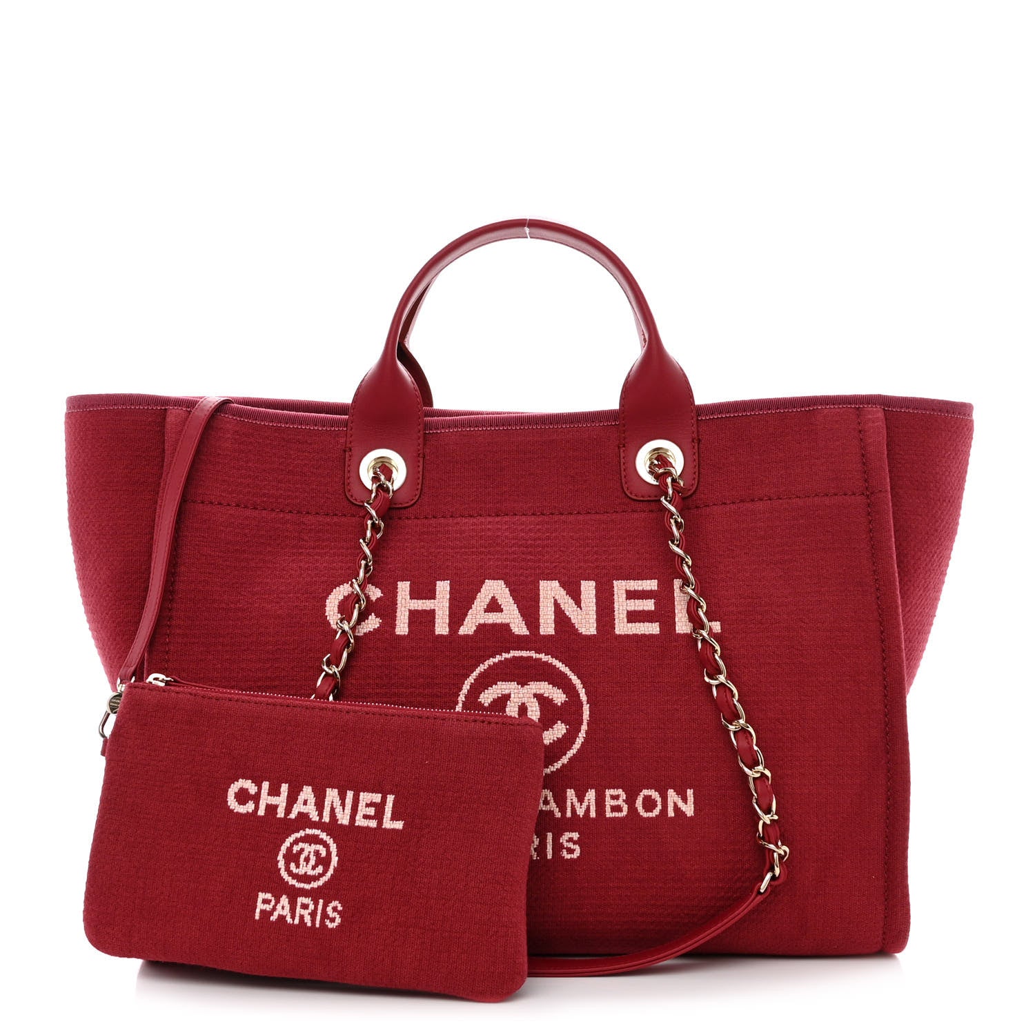 Chanel Canvas Medium Deauville Tote Red 1 of 12