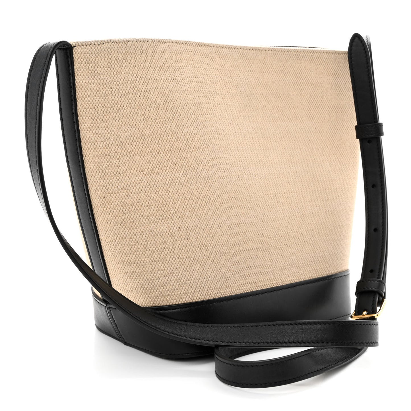 Canvas Calfskin Triomphe Small Bucket Bag Vanilla Black