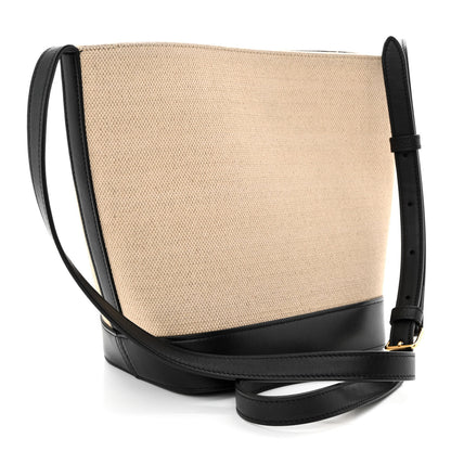 Celine Canvas Calfskin Triomphe Small Bucket Bag Vanilla Black 3 of 11