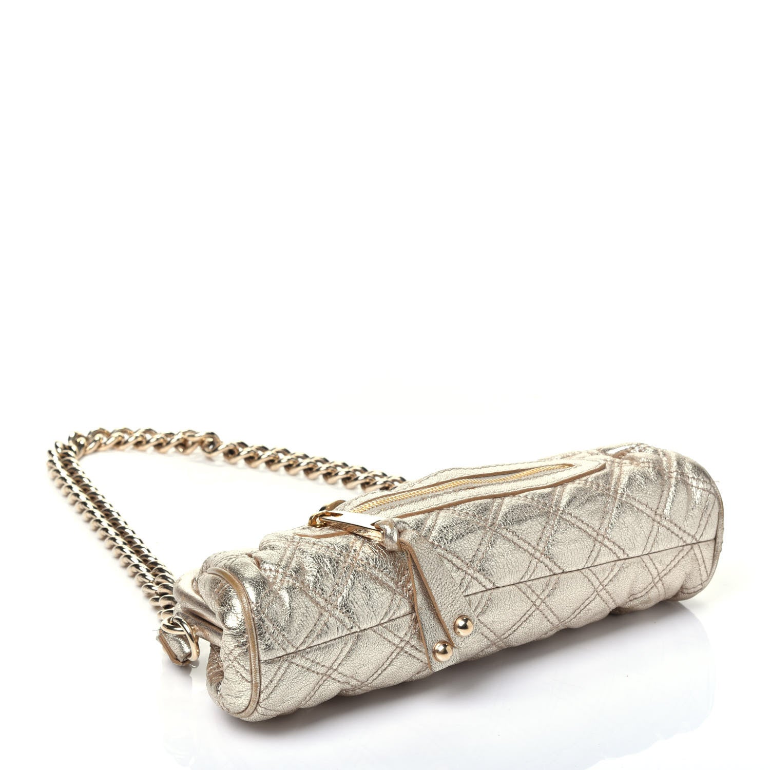 Marc Jacobs Metallic Calfskin Quilted Stam Clutch Gold 4 of 11