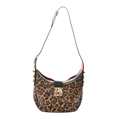 Christian Louboutin Calfskin Leopard Print Carasky Shoulder Bag Black 1 of 10