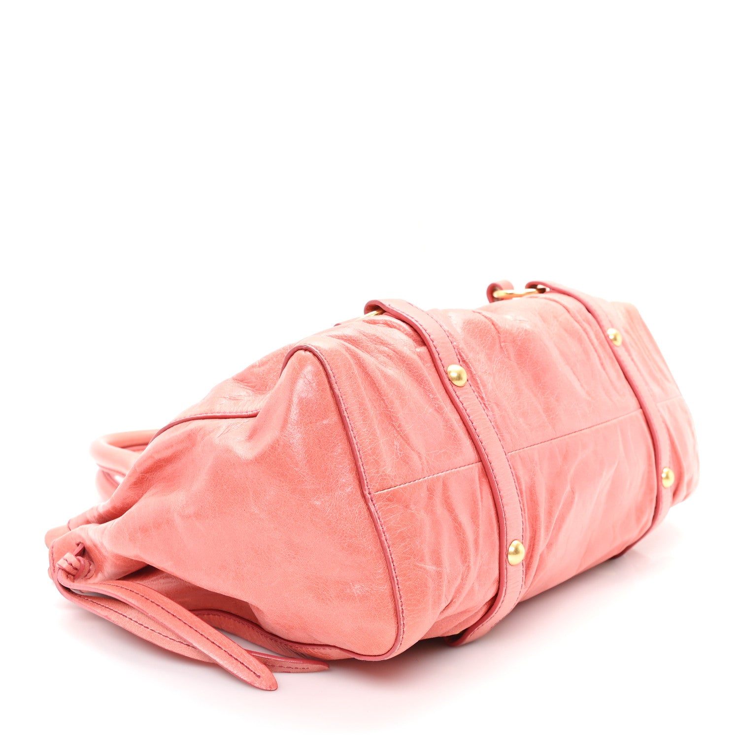 Miu Miu Vitello Lux Gathered Tote Rosa 4 of 11