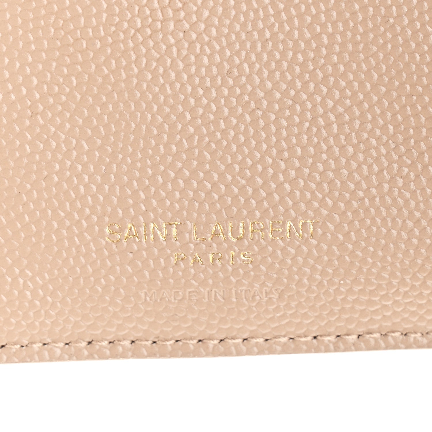Saint Laurent Grain De Poudre Matelasse Chevron Monogram Zipped Two-Part Wallet Dark Beige 6 of 10