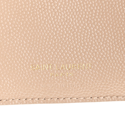 Saint Laurent Grain De Poudre Matelasse Chevron Monogram Zipped Two-Part Wallet Dark Beige 6 of 10