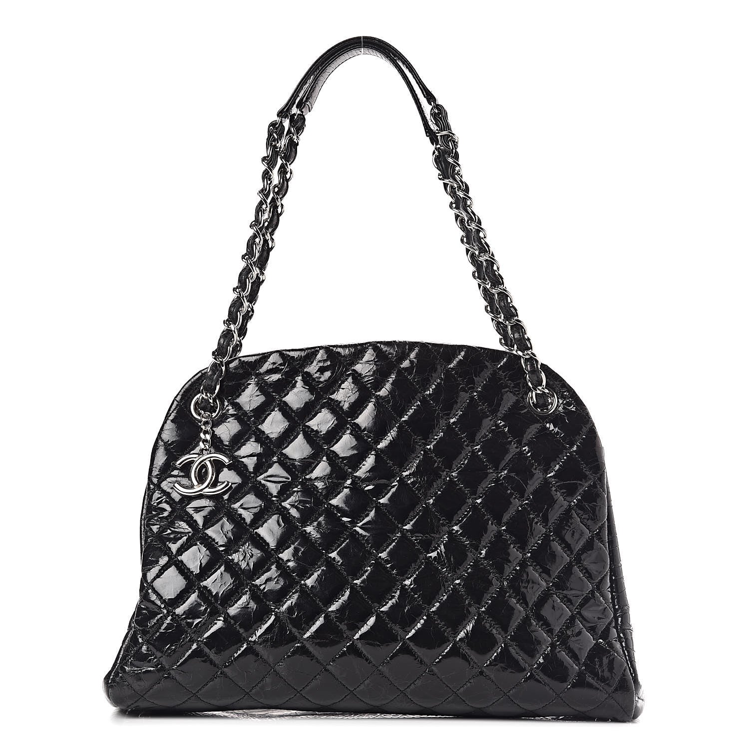 Chanel Glazed Calfskin Quilted Large Just Mademoiselle Bowling Bag Black 1 of 10