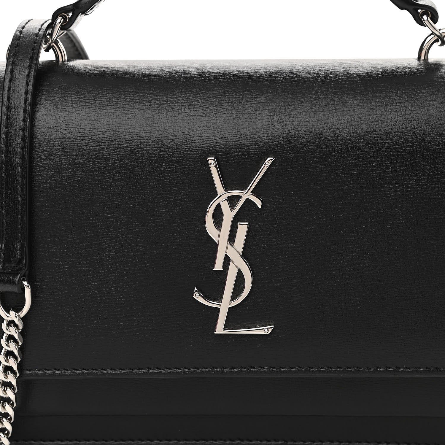 Saint Laurent Calfskin Monogram Sunset Chain Wallet Black 8 of 17