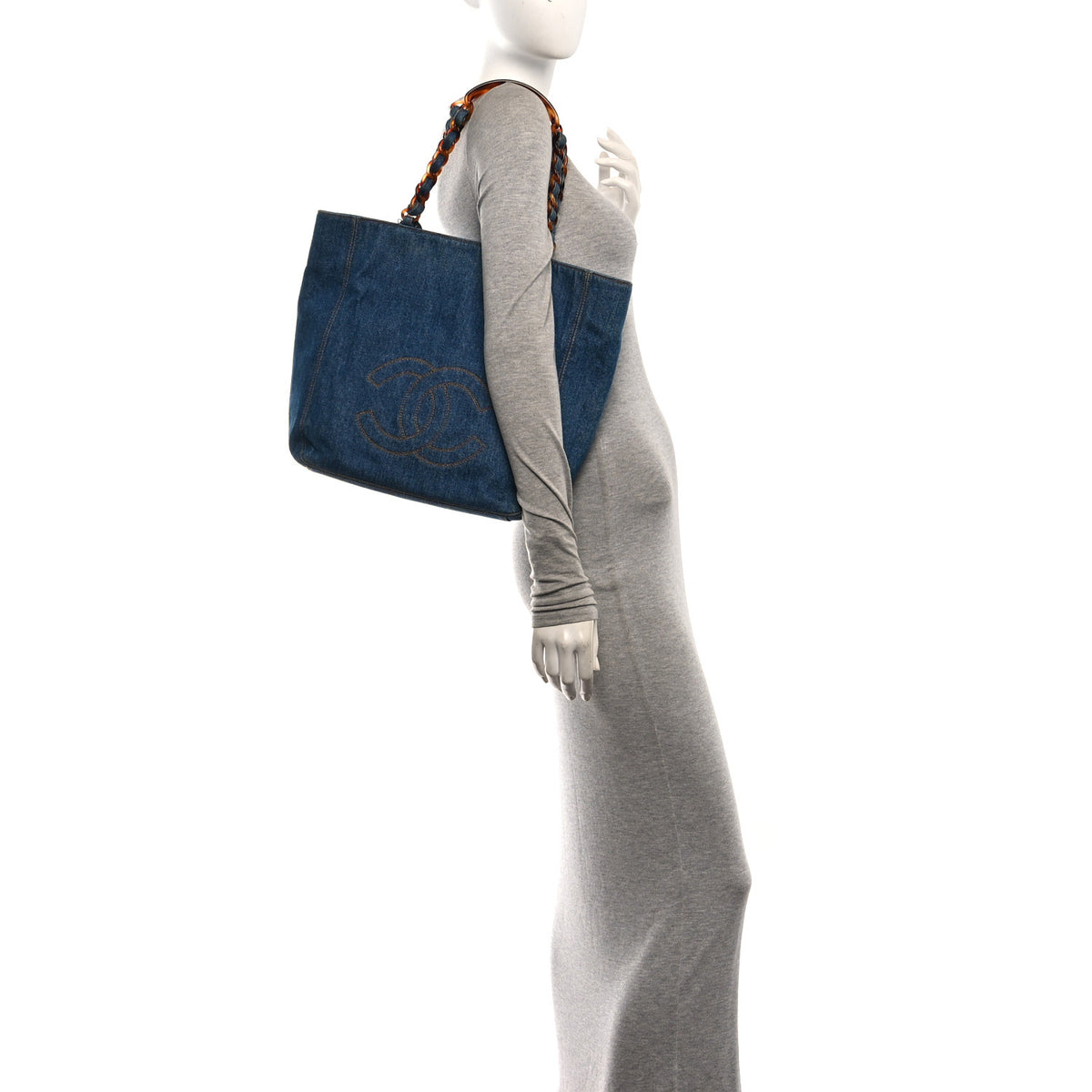 Chanel Denim Tortoise Timeless CC Tote Blue 2 of 10
