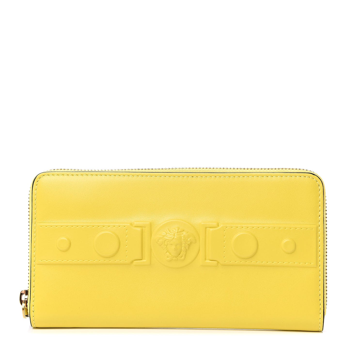 Calfskin Tribute Zip Around Wallet Yellow