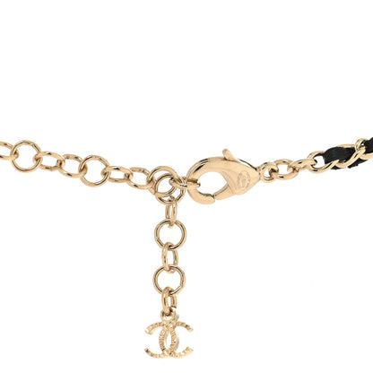 Chanel Metal Lambskin Crystal Double CC Short Necklace Black Gold 4 of 4