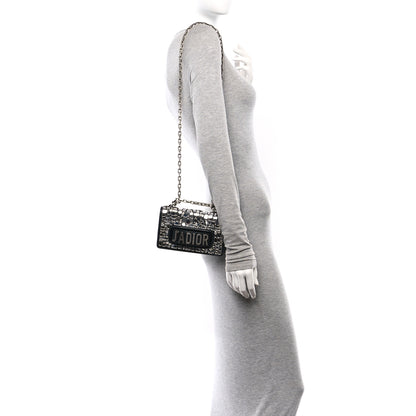 Christian Dior Smooth Calfskin Embroidered Mosaic of Mirrors Mini J'Adior Chain Flap Bag Black 2 of 8