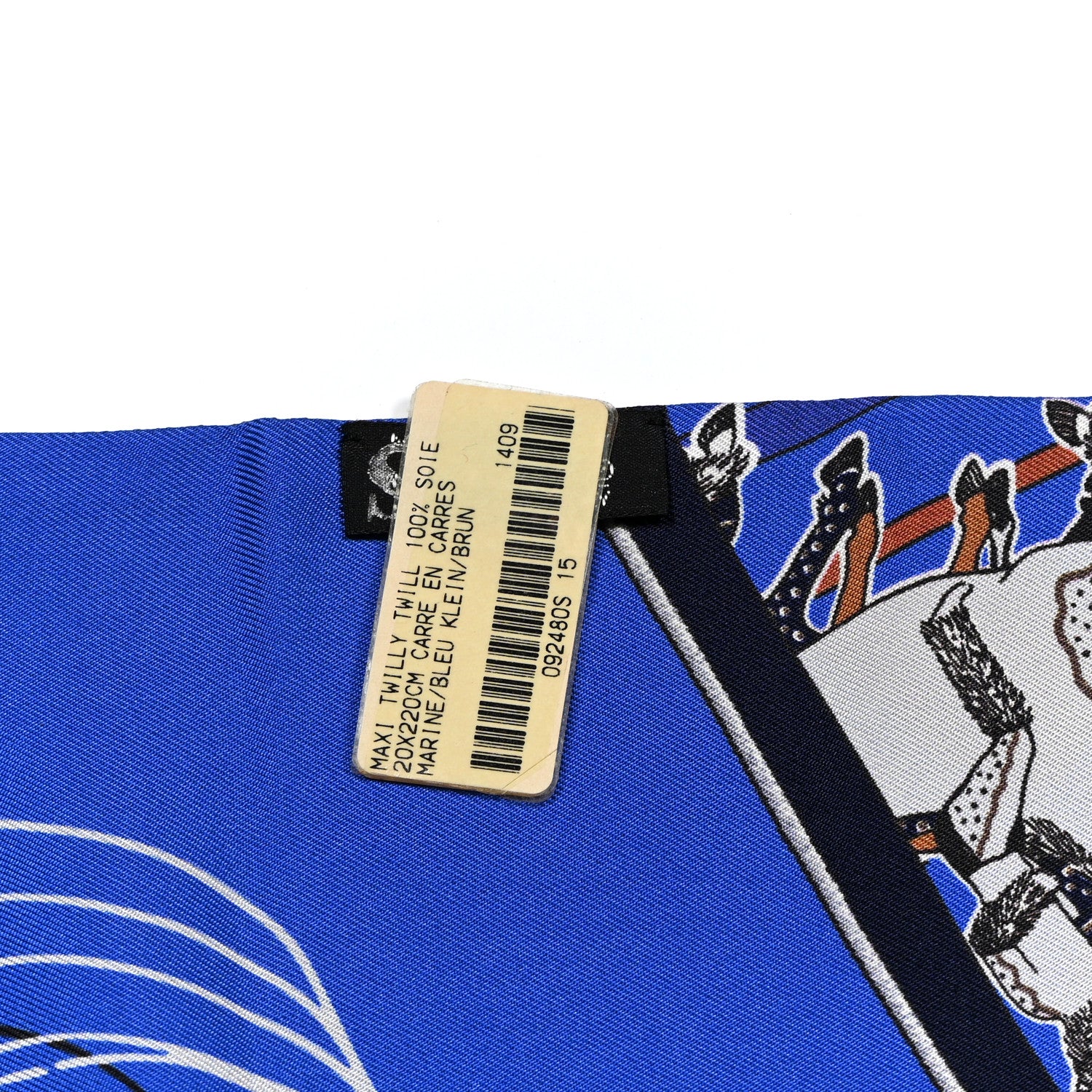 Hermes Silk Carre En Carres Maxi Twilly Marine Klein Brun 3 of 4
