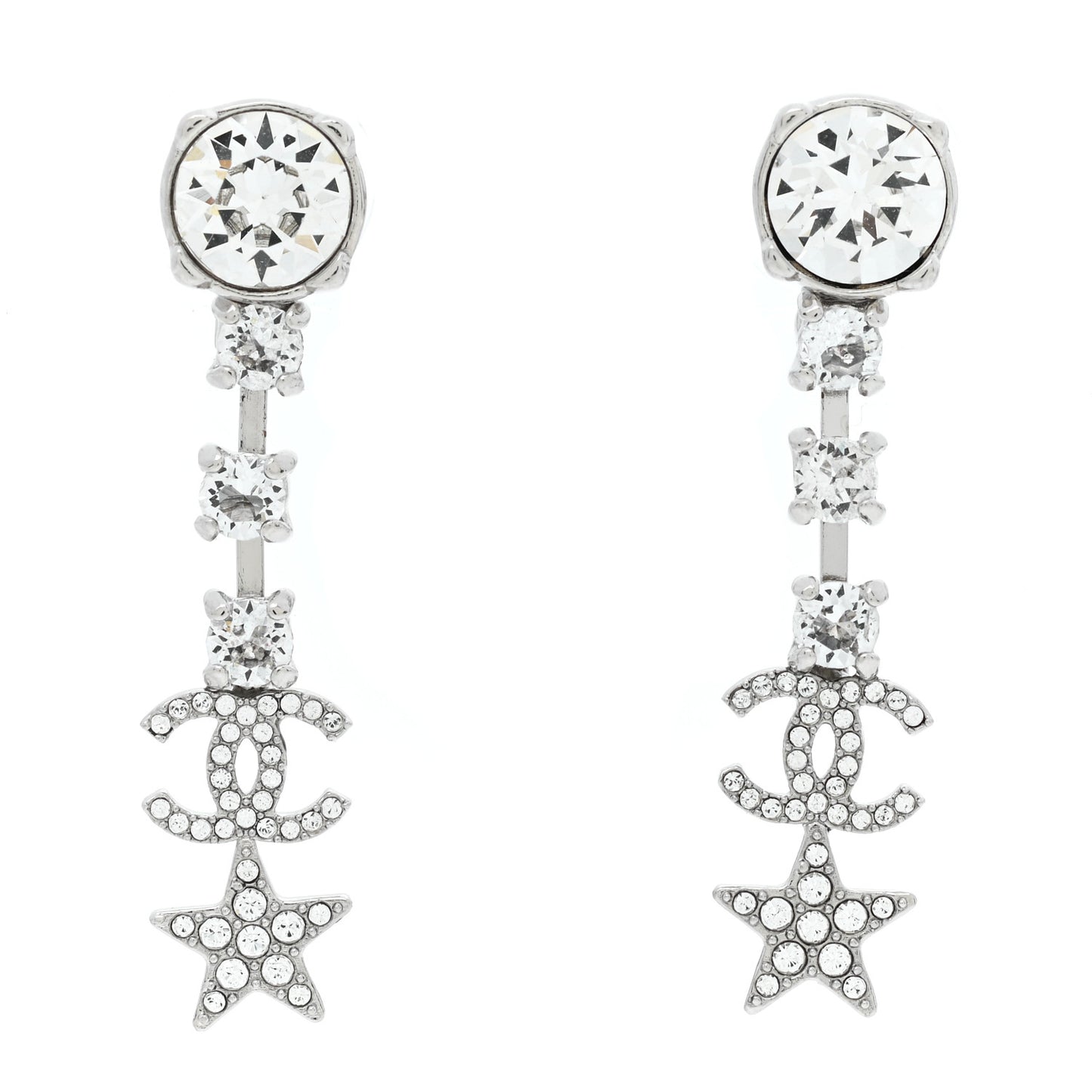 Crystal Starfall Drop CC Earrings Silver