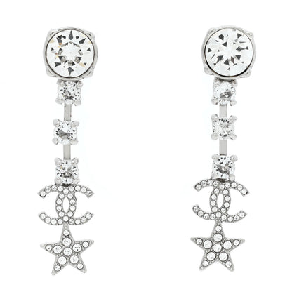 Chanel Crystal Starfall Drop CC Earrings Silver 1 of 4