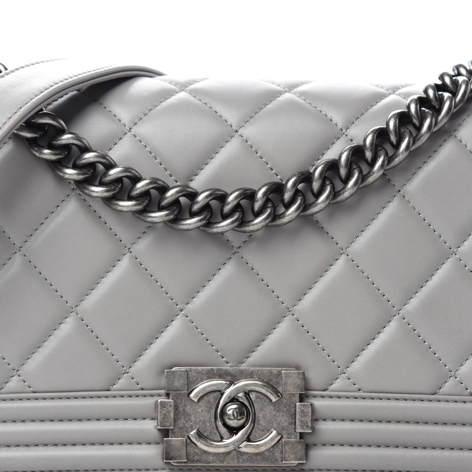 Chanel Calfskin Quilted Medium Boy Flap Grey 8 of 10