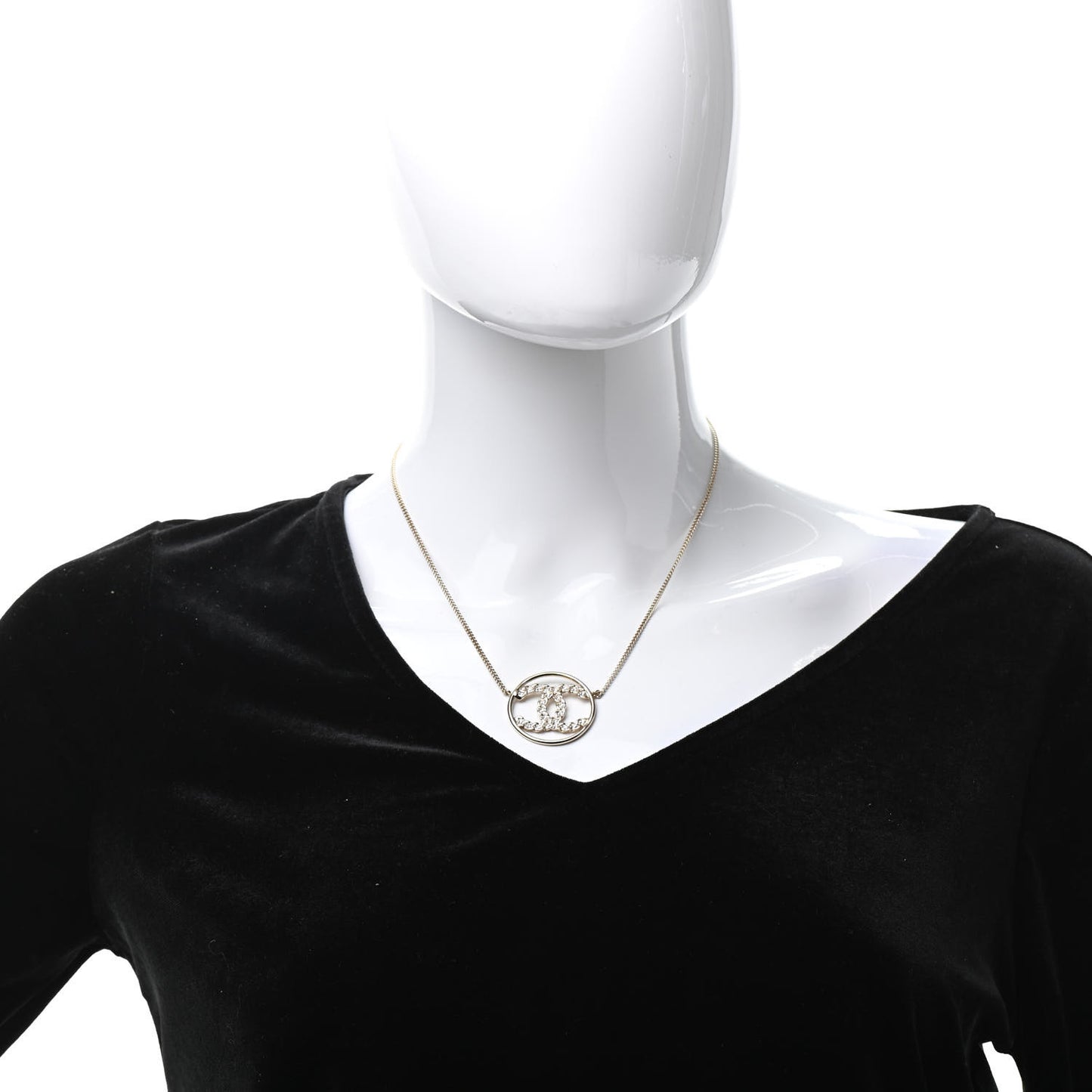 Baguette Crystal High Society CC Pendant Necklace Gold