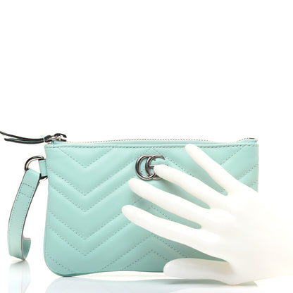 Gucci Calfskin Matelasse GG Marmont Wrist Wallet Water Green 2 of 12