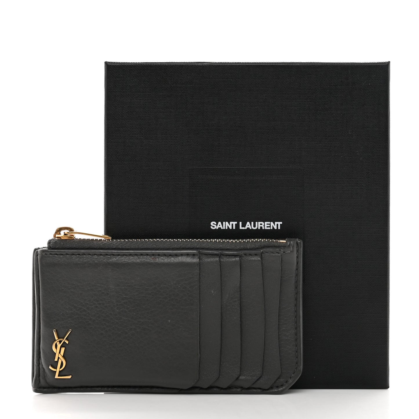 Grained Calfskin Monogram 5 Fragments Zip Pouch Card Holder Storm