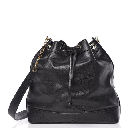Chanel Caviar CC Drawstring Shoulder Bag Black 3 of 14