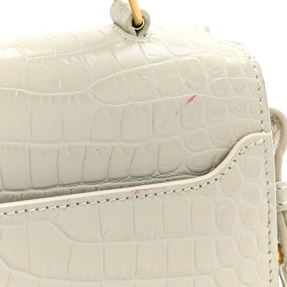 Saint Laurent Crocodile Embossed Mini Classic Monogram Cassandra Top Handle Crema Soft 10 of 11