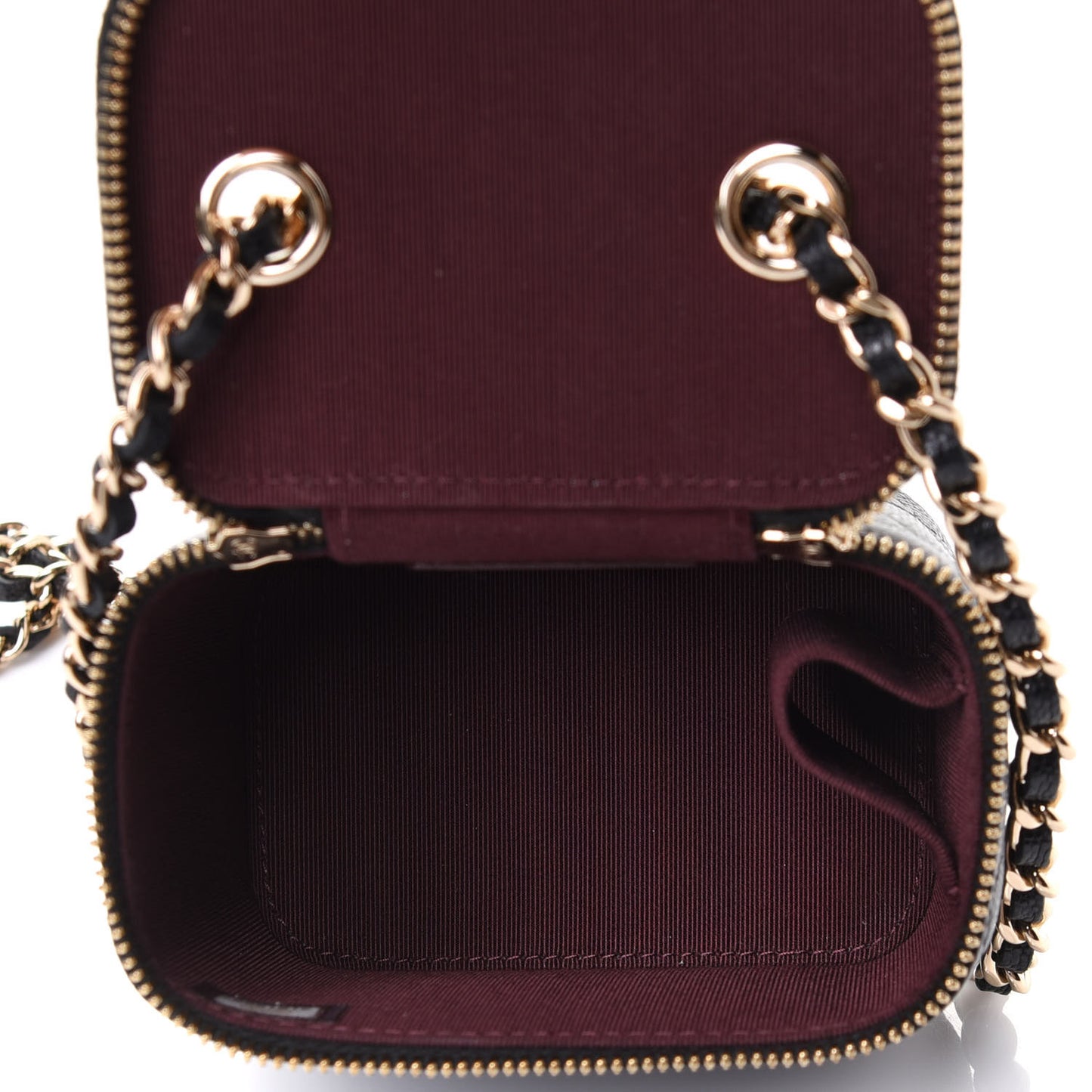 Caviar Quilted Mini Vanity Case With Chain Black