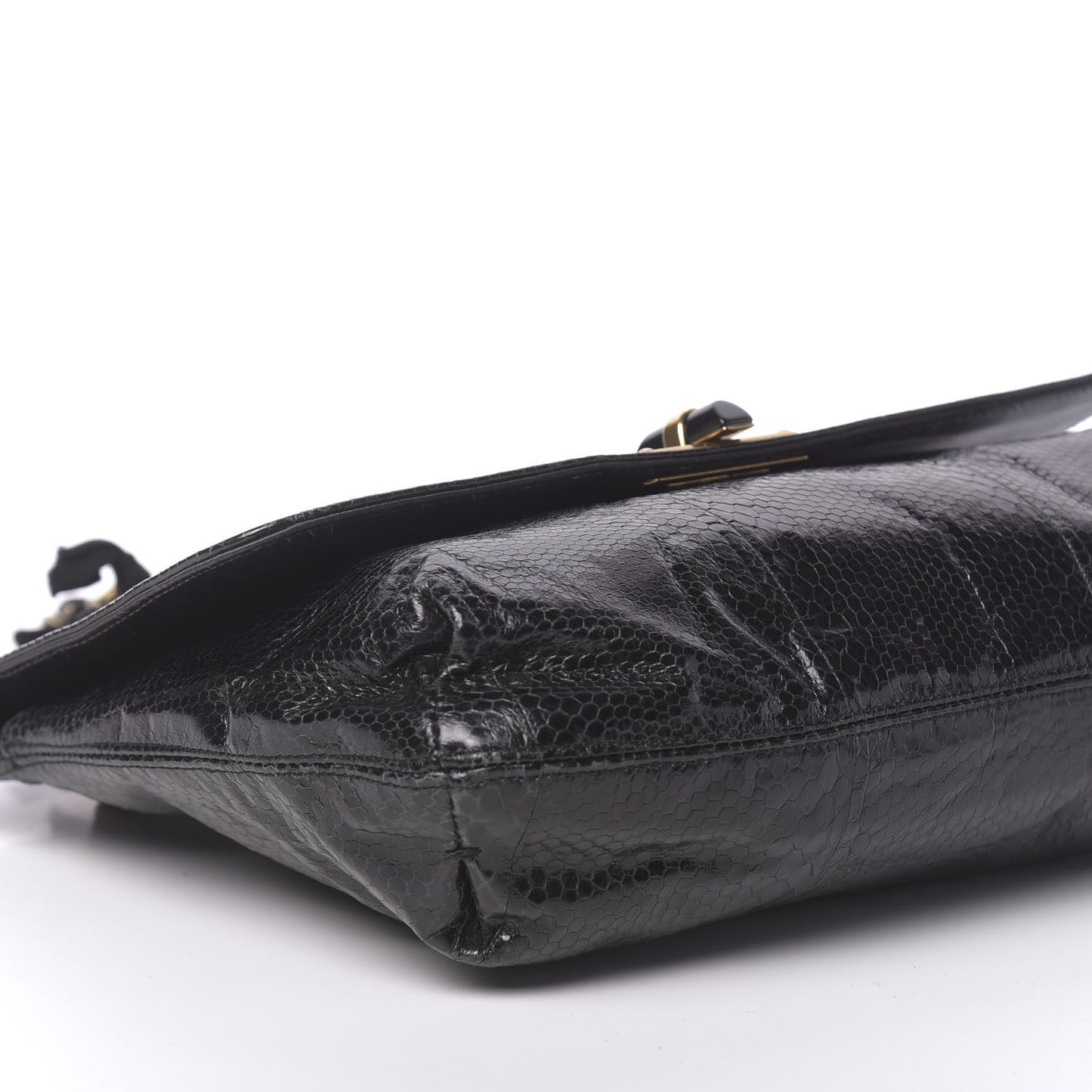 Watersnake Medium Sugar Flap Shoulder Bag Black