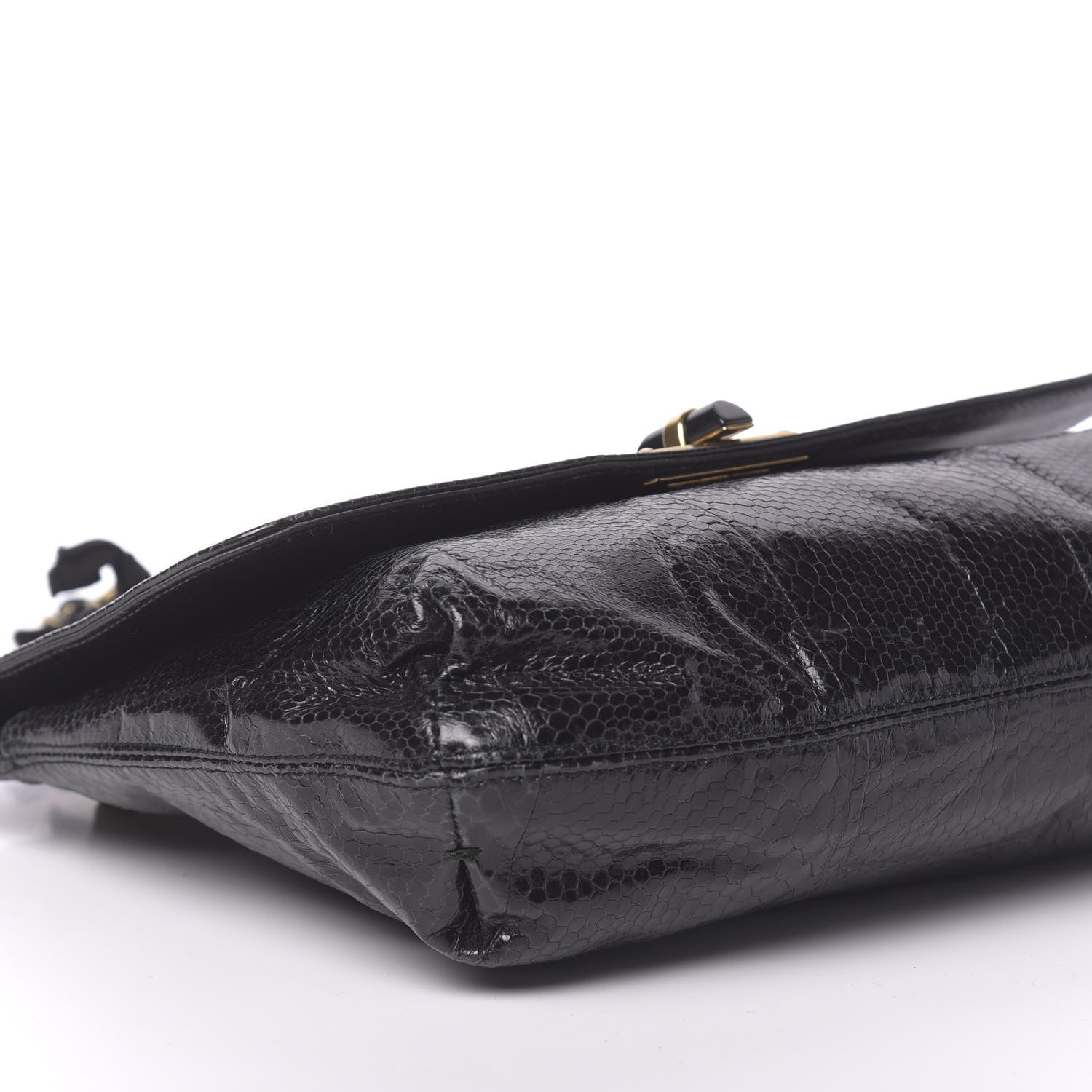 Lanvin Watersnake Medium Sugar Flap Shoulder Bag Black 7 of 9