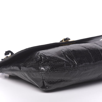 Lanvin Watersnake Medium Sugar Flap Shoulder Bag Black 7 of 9