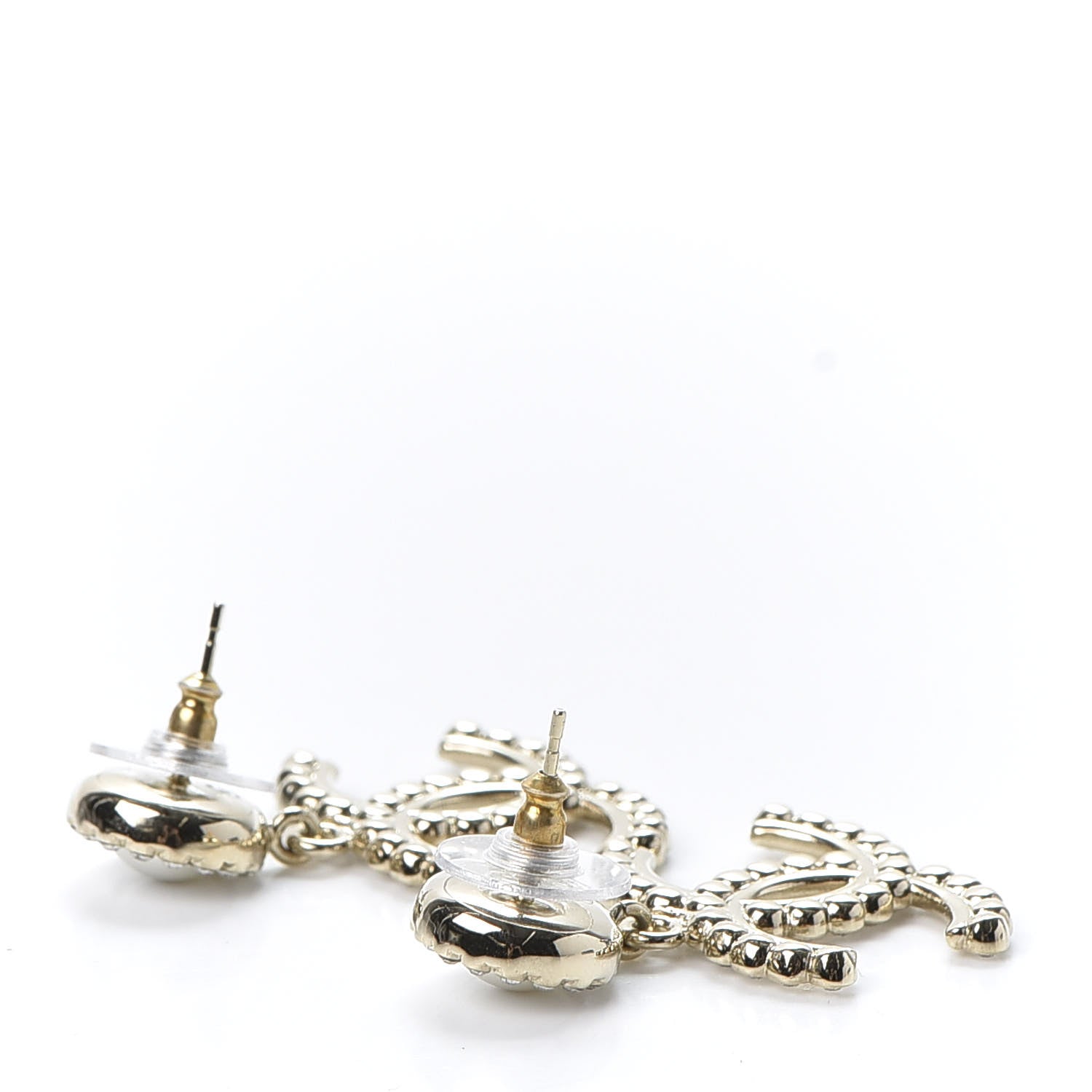Chanel Crystal Pearl Bow-tiful CC Drop Earrings Gold 3 of 4