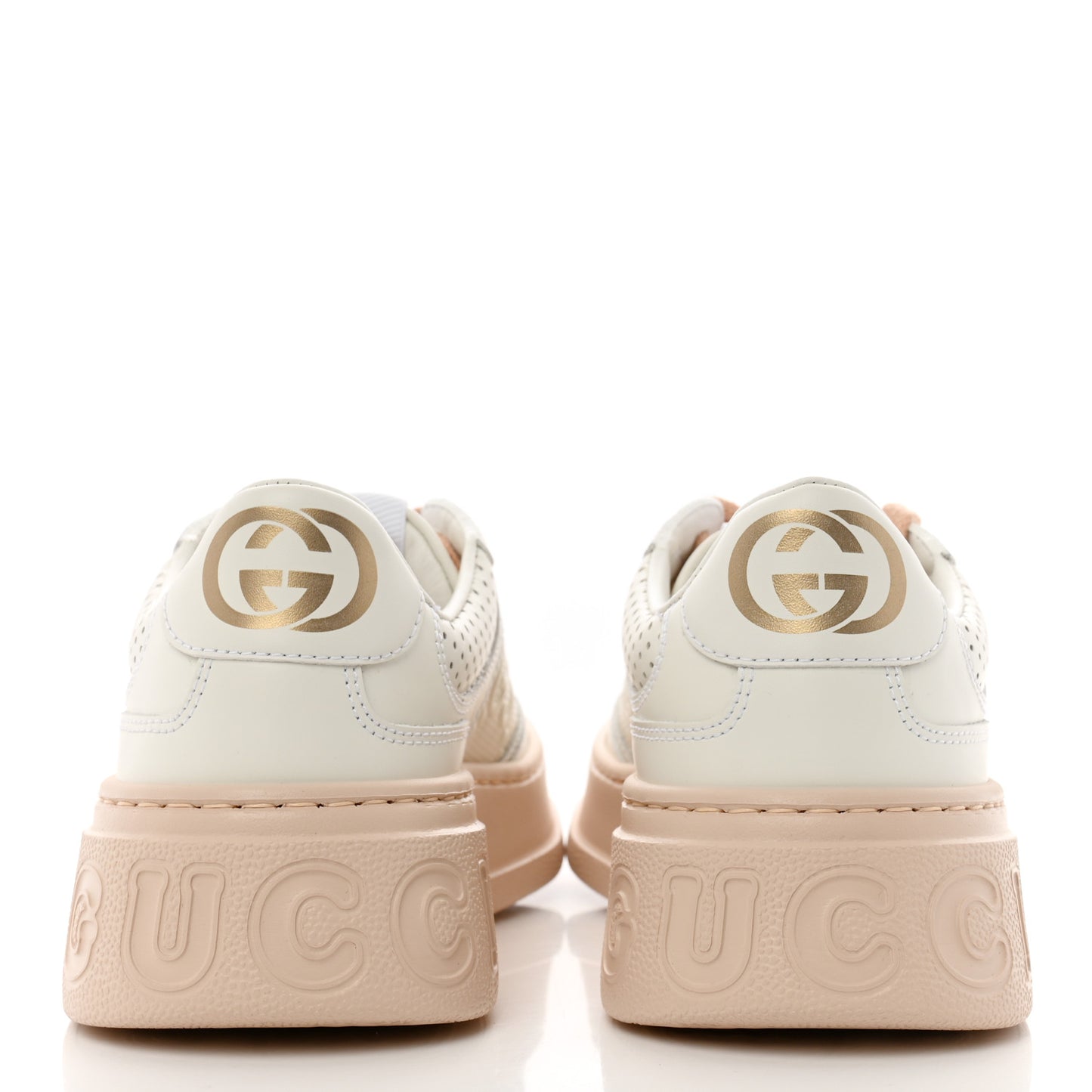 Calfskin GG Tennis Embossed Womens Platform 55mm Sneakers 35 White