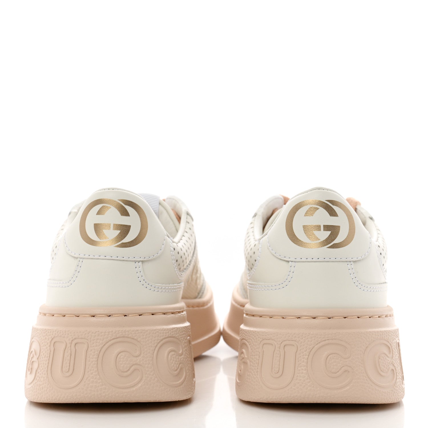 Gucci Calfskin GG Tennis Embossed Womens Platform 55mm Sneakers 35 White 6 of 10