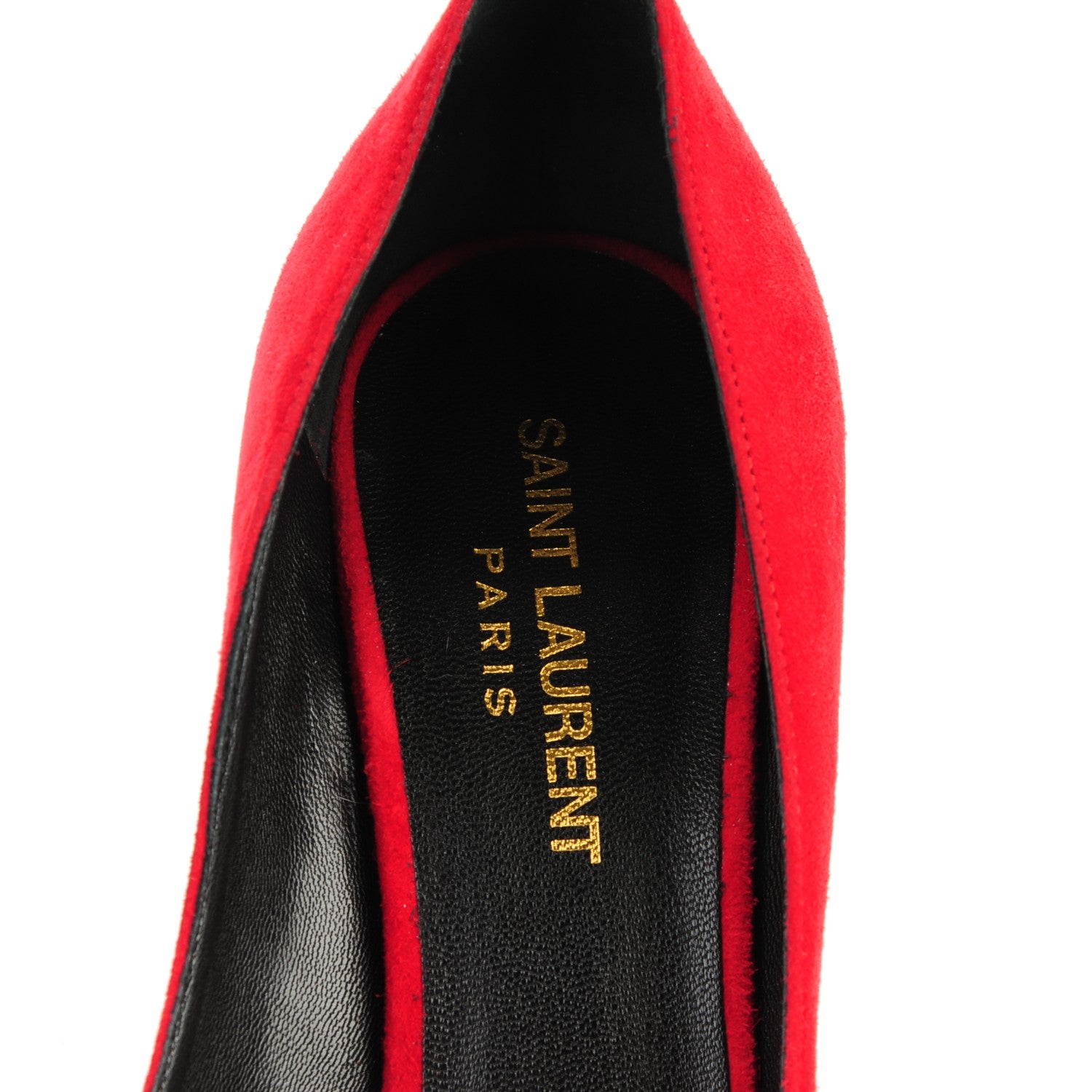 Saint Laurent Kid Scamosciato Classic Paris 105 Skinny Pumps 35 New Red 6 of 8