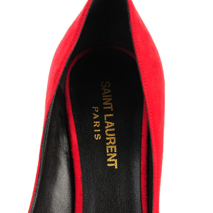 Saint Laurent Kid Scamosciato Classic Paris 105 Skinny Pumps 35 New Red 6 of 8