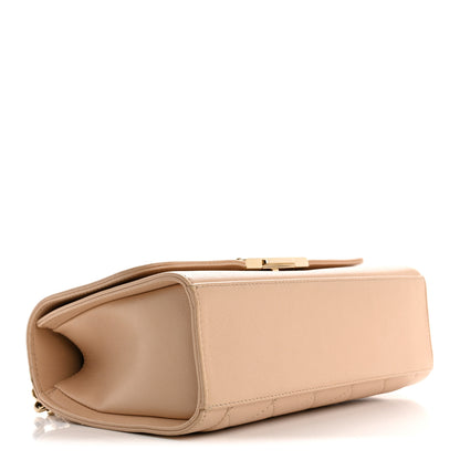 Chanel Grained Calfskin Quilted Medium Label Click Flap Bag Beige 4 of 15