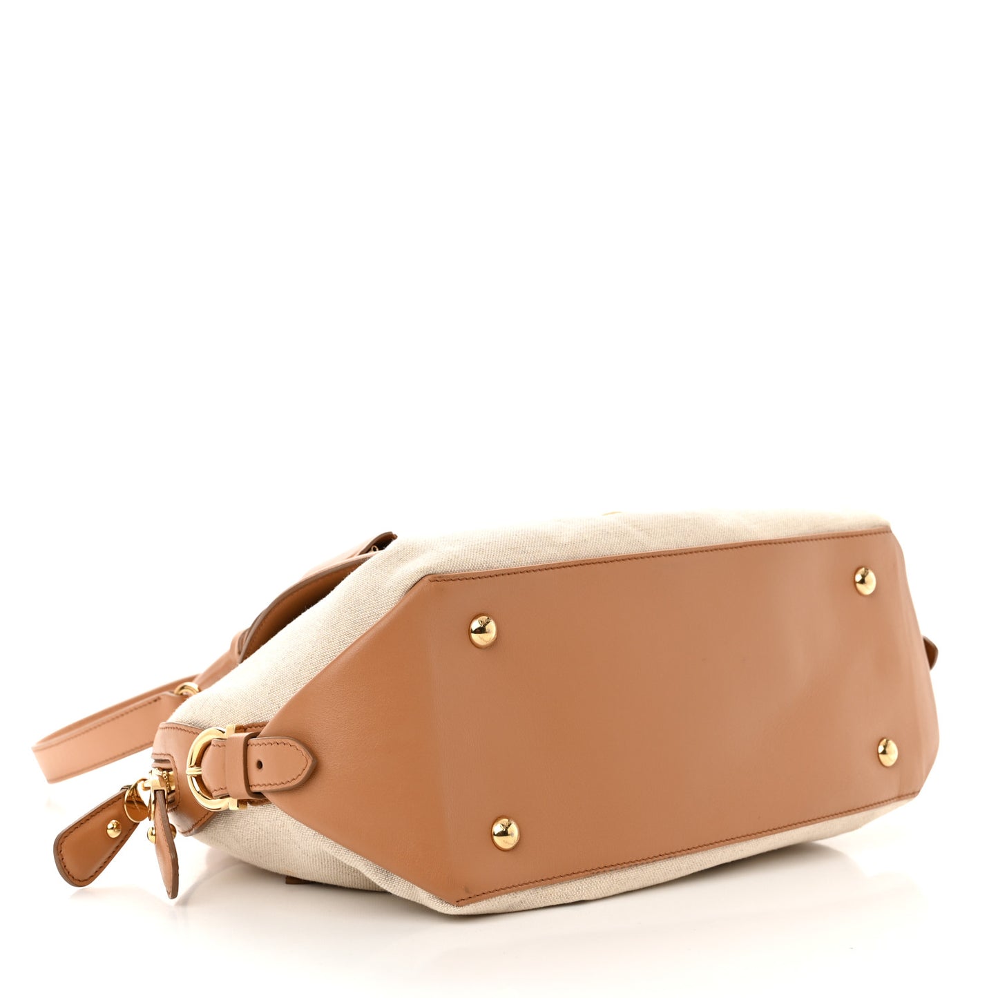 Canvas Calfskin Fiamma Bag Sienne