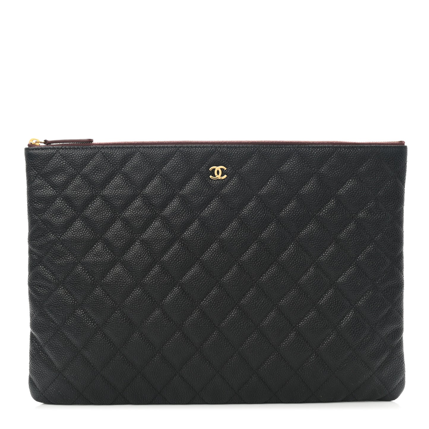 Caviar Quilted Large Cosmetic Case Black